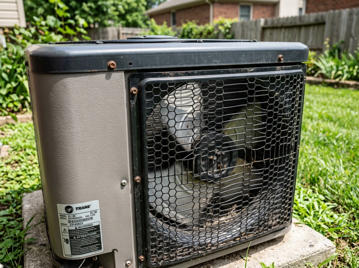 Outdoor air conditioning condenser unit at a home in Littleville, AL