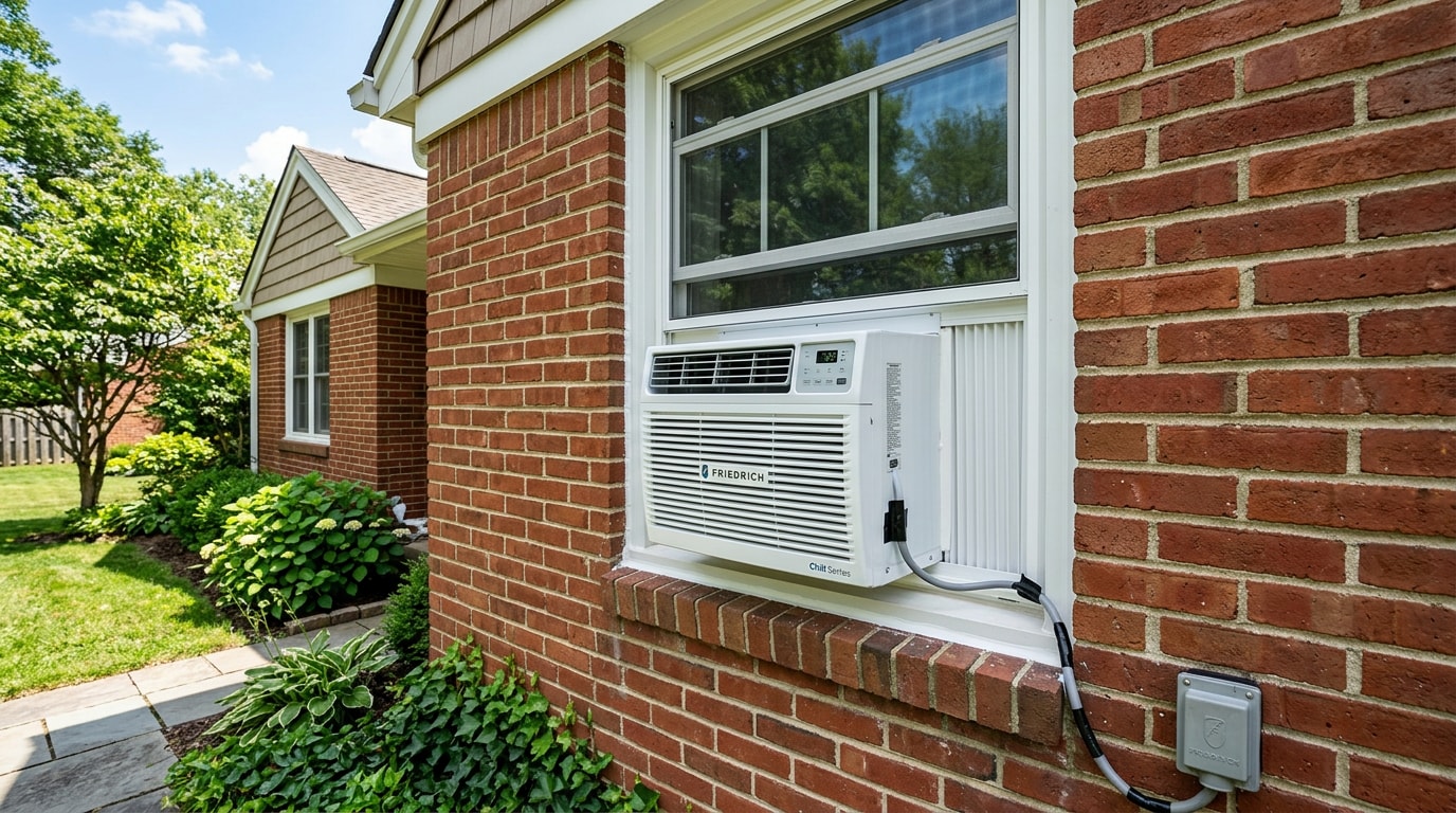 Window air conditioner professionally installed in a home window in Sheffield, AL Window air conditioner professionally installed in a home window in Sheffield, AL
