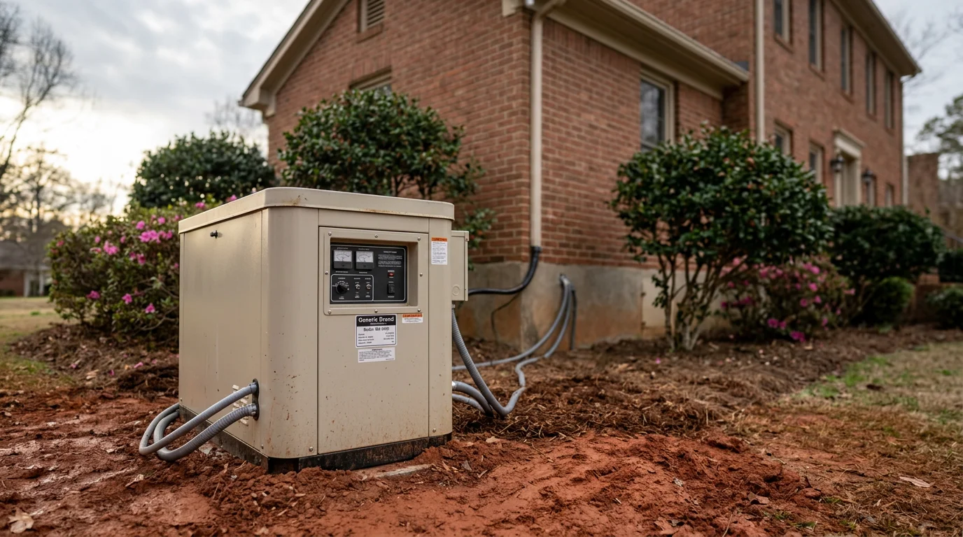 Professional generator installation outside a residential home in Muscle Shoals